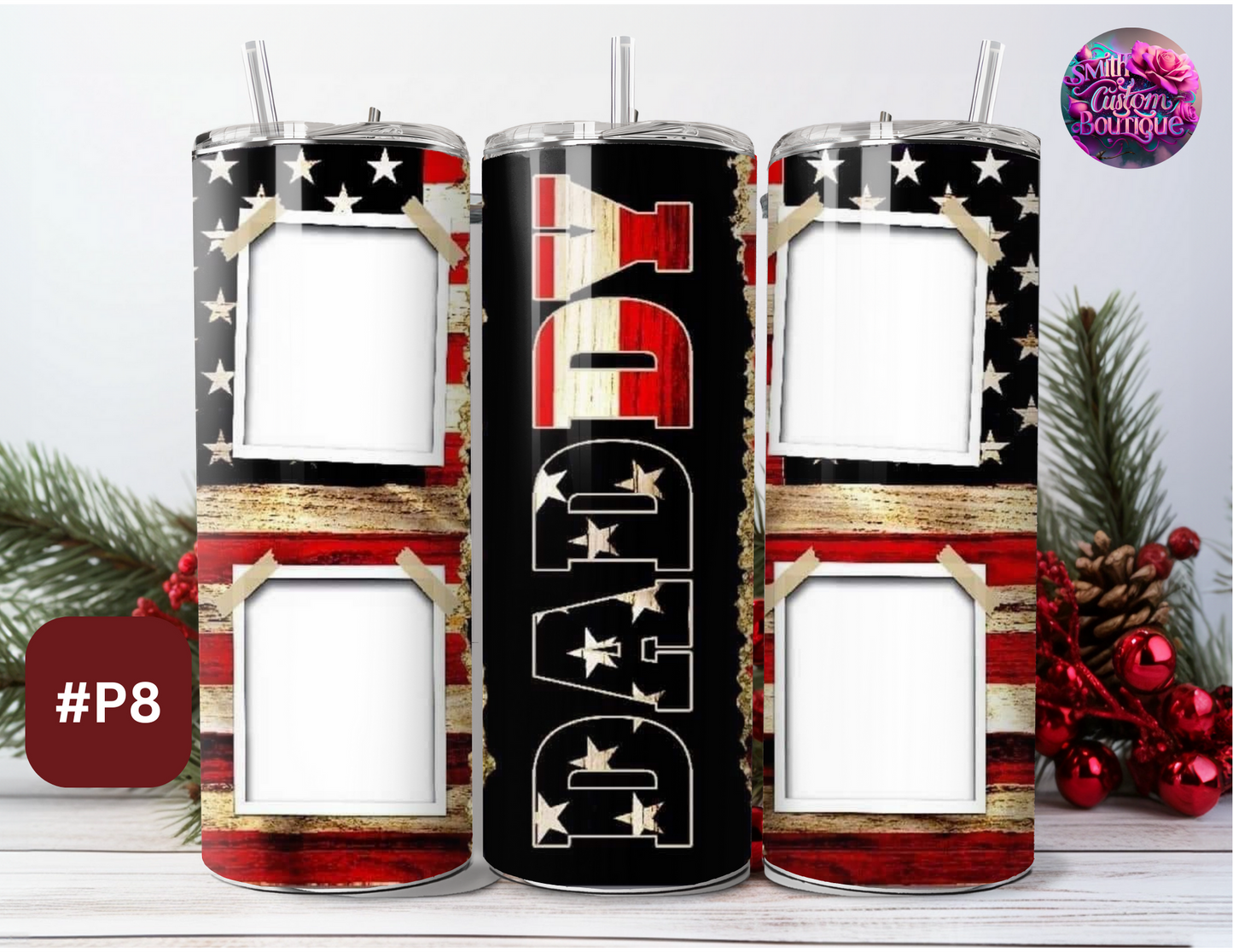 Daddy Patriotic Photo Tumbler 4 Frame