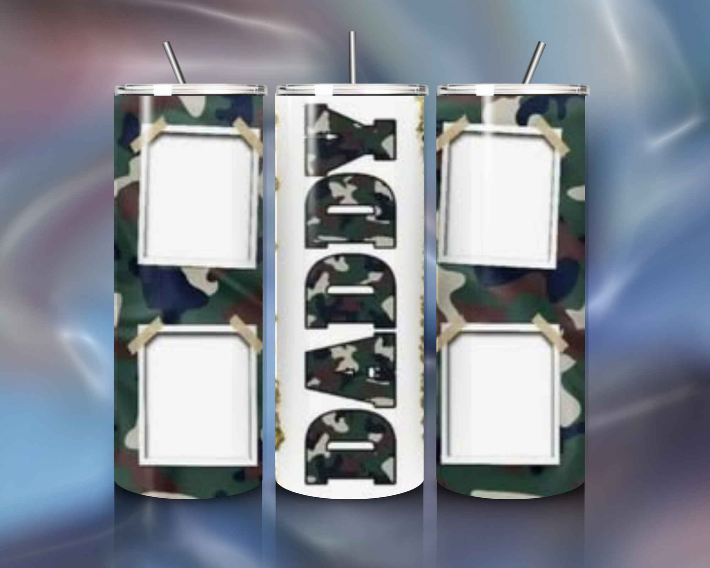 Camo Daddy Photo Frame 20oz Skinny Tumbler