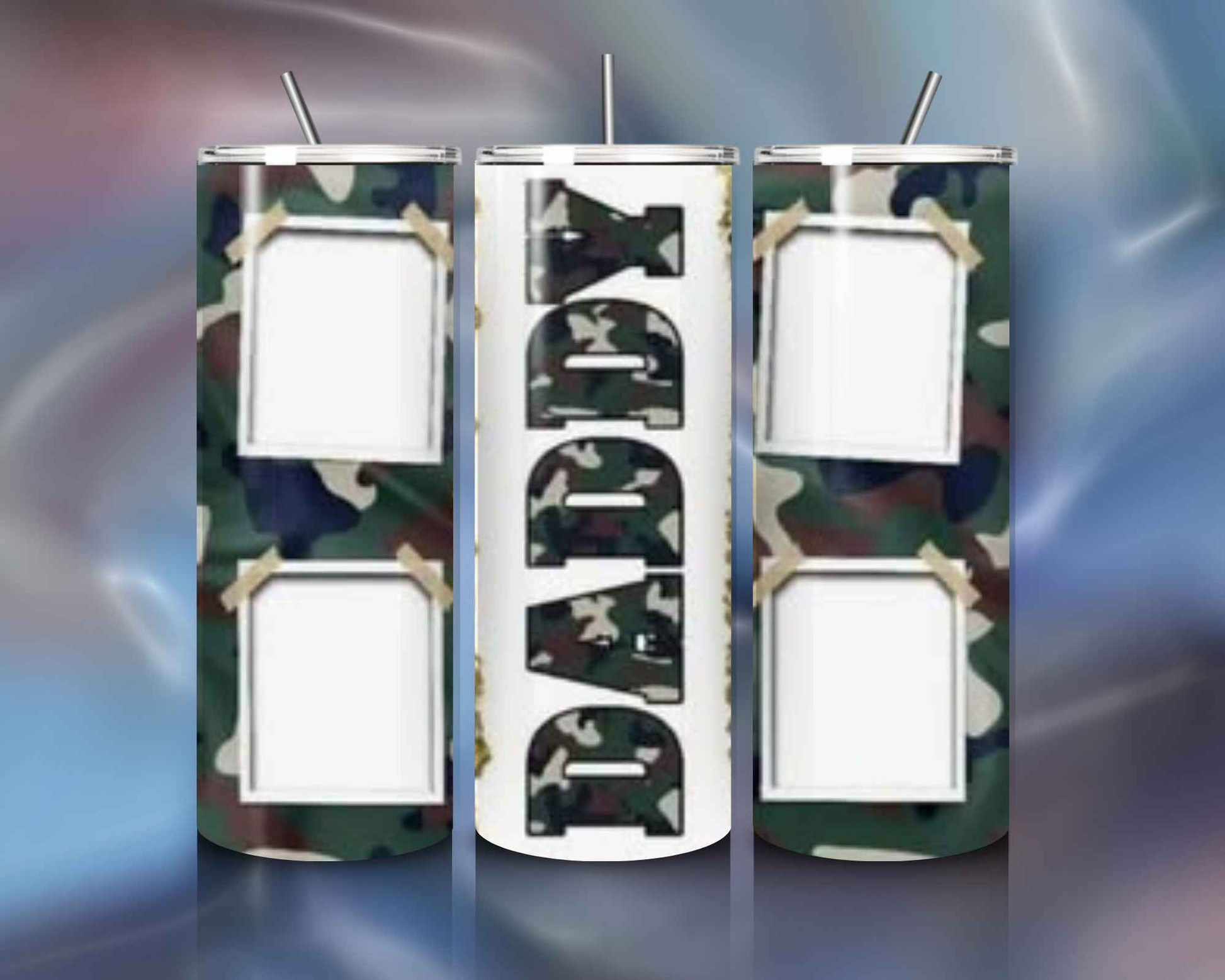 Camo Daddy Photo Frame 20oz Skinny Tumbler