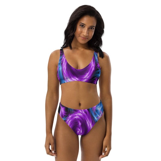 Purple Swirl high-waisted bikini