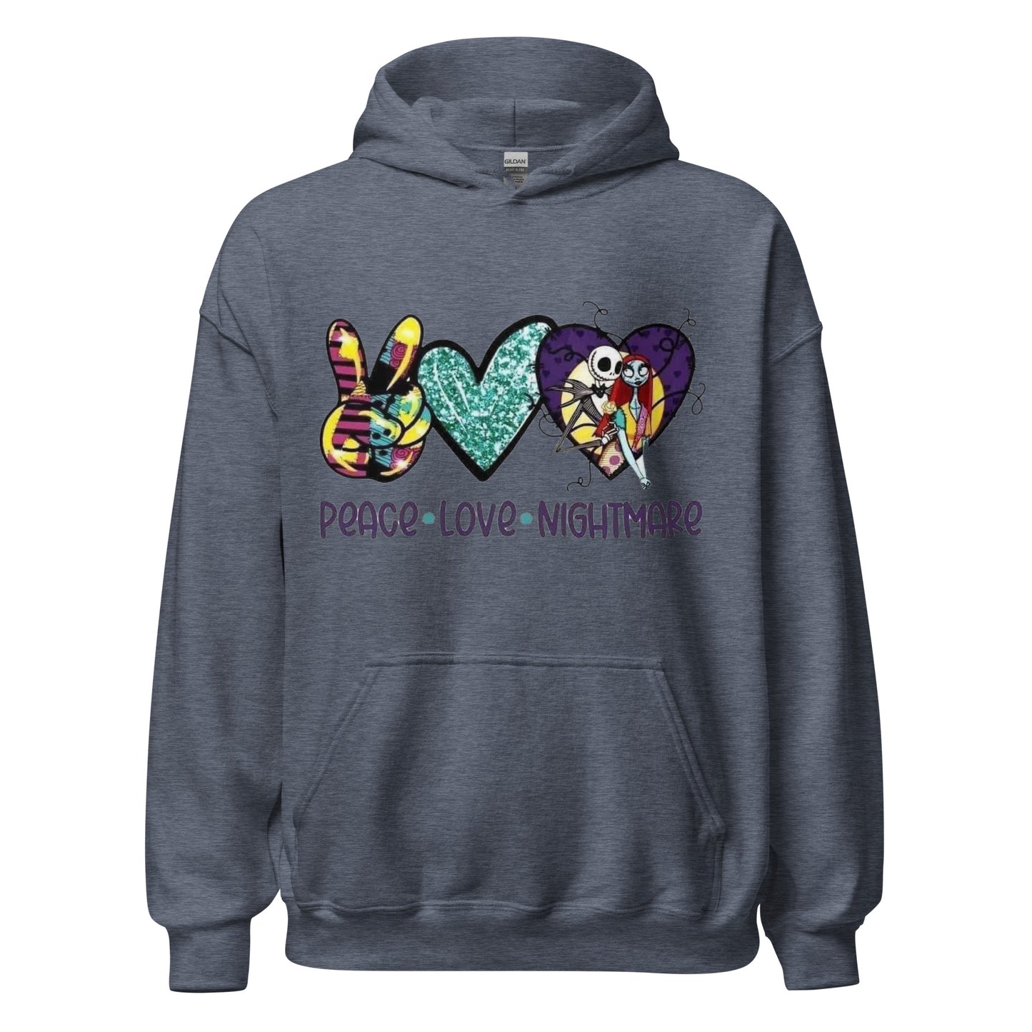 Peace Love Nightmare - Teal Heart Hoodie