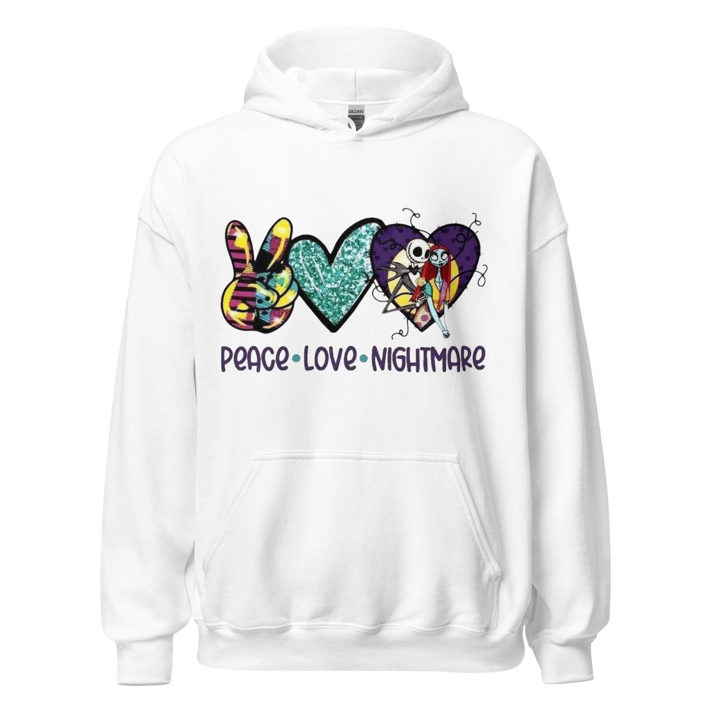 Peace Love Nightmare - Teal Heart Hoodie