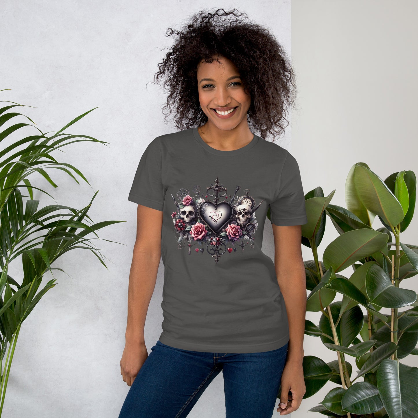 Gothic Valentine Heart & Skulls t-shirt