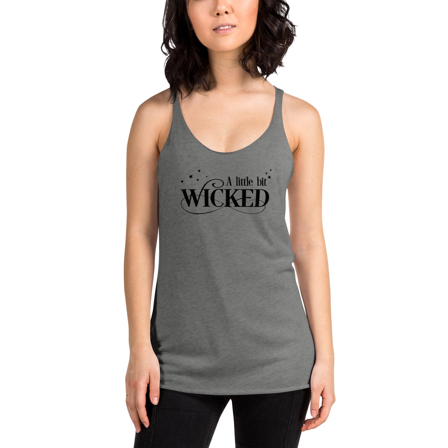 A Little Bit Wicked in Black Racerback Tank