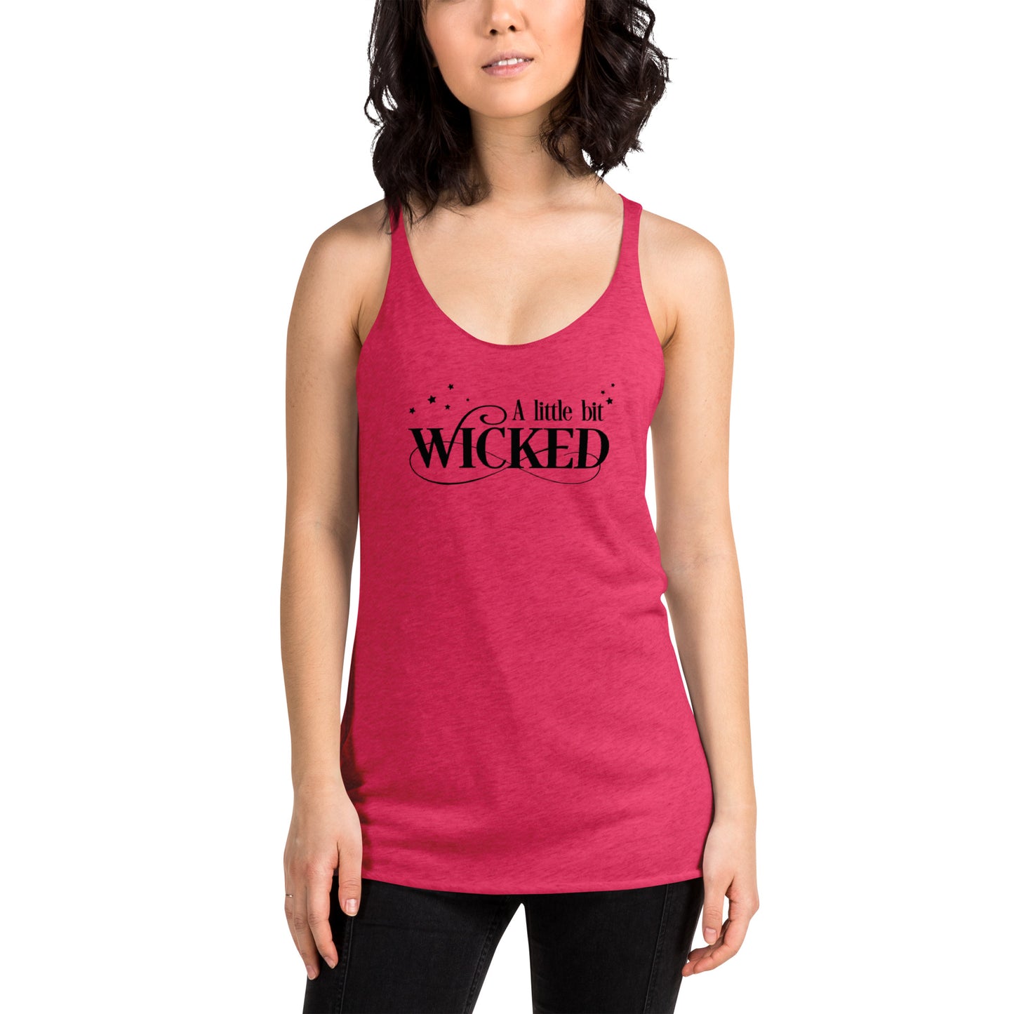 A Little Bit Wicked in Black Racerback Tank