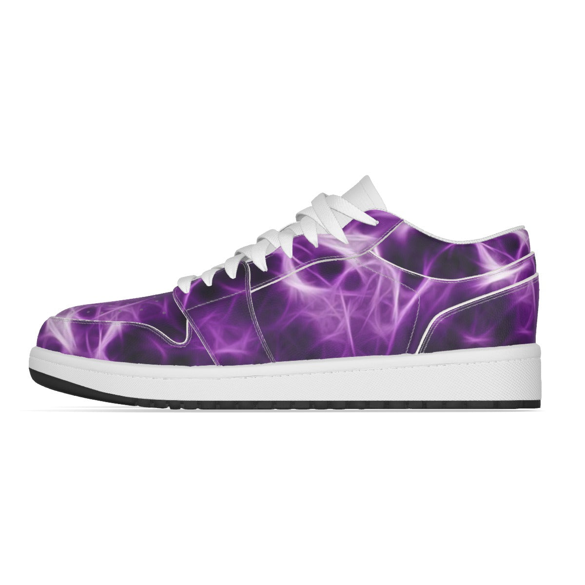 Women's Purple Smoke Low State Leather Stitched Shoes