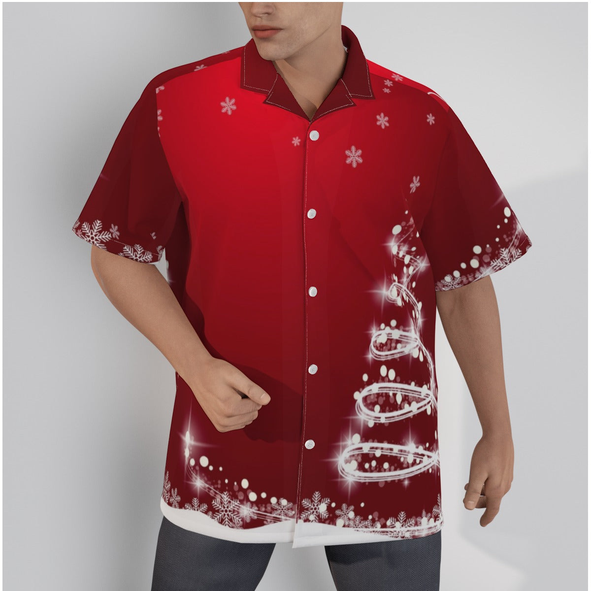 Men's Christmas Shirt With Button Closure - Tree