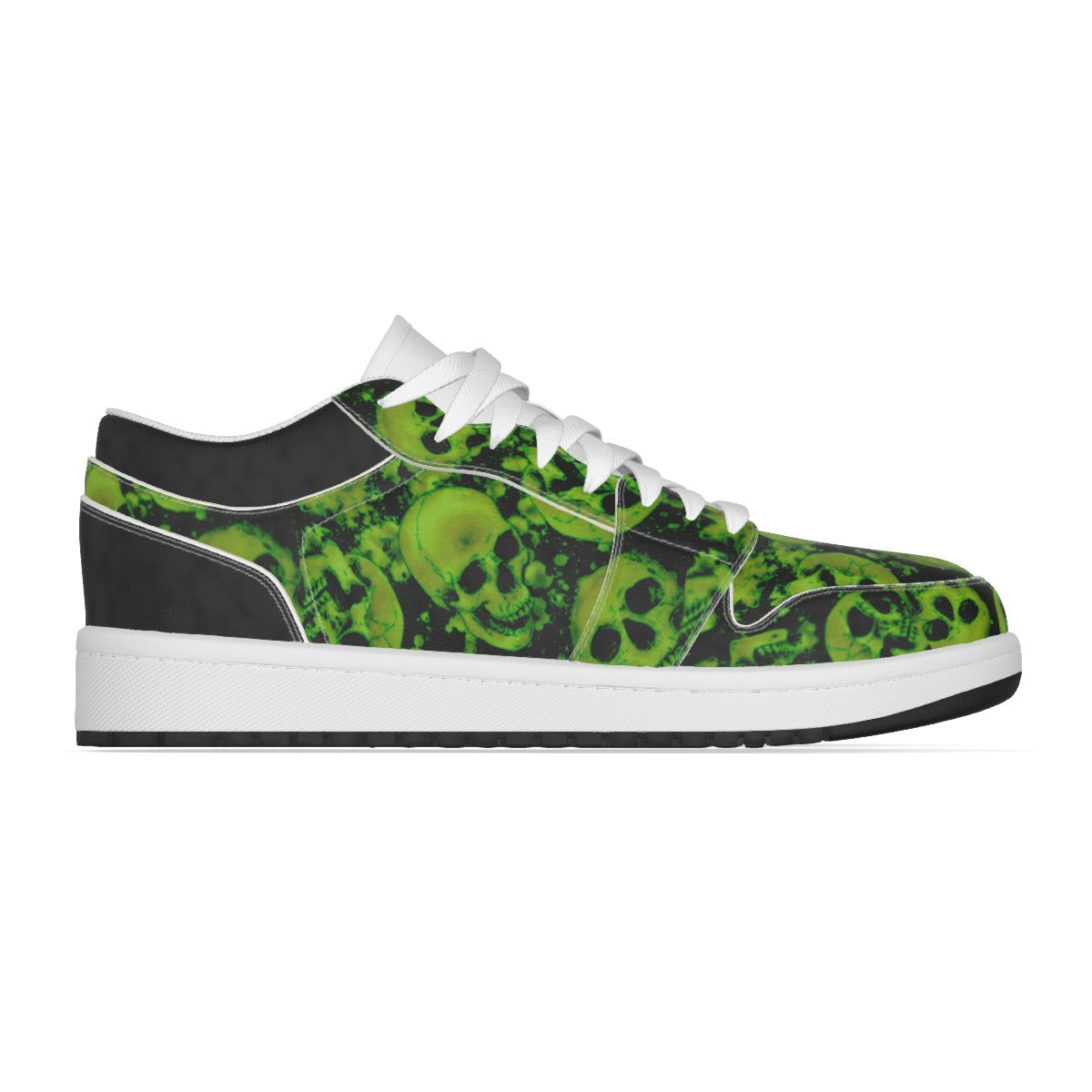 Women's Green Skulls Low State Leather Stitched Shoes