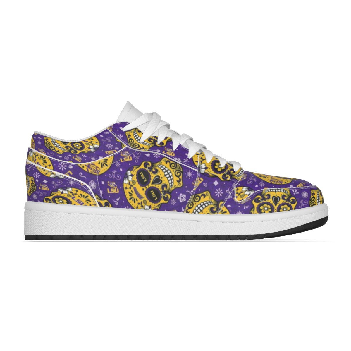 Women's LSU Sugar Skull Low State Leather Stitched Shoes