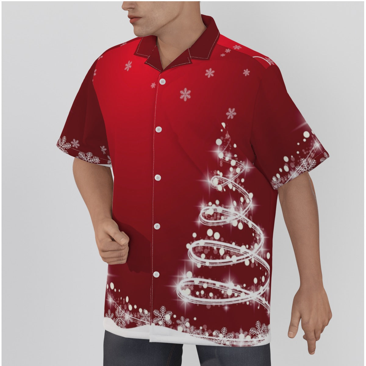 Men's Christmas Shirt With Button Closure - Tree