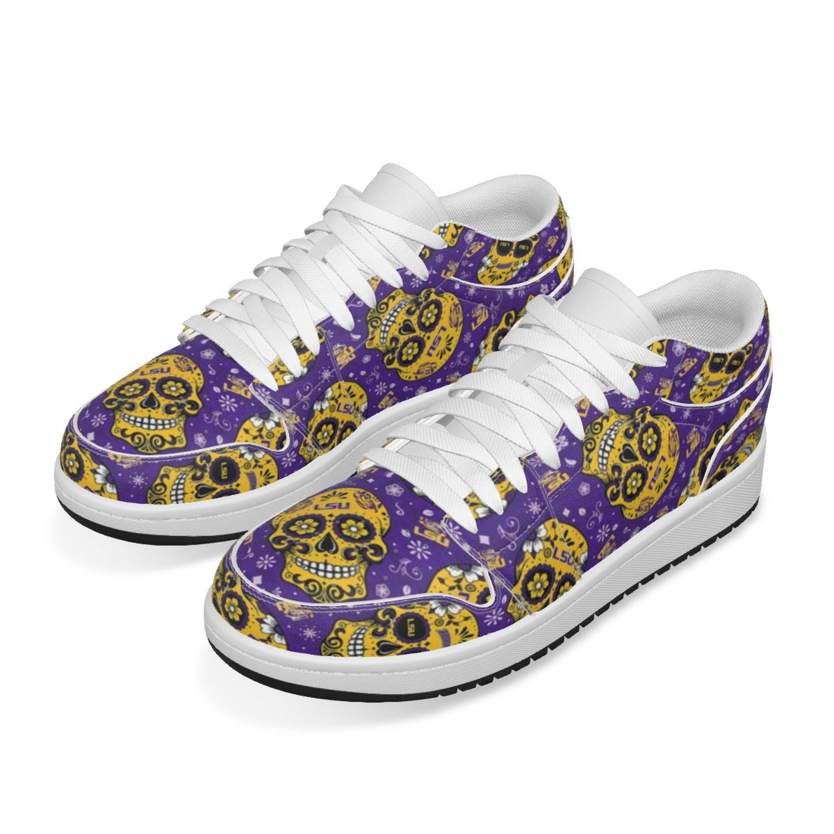 Women's LSU Sugar Skull Low State Leather Stitched Shoes