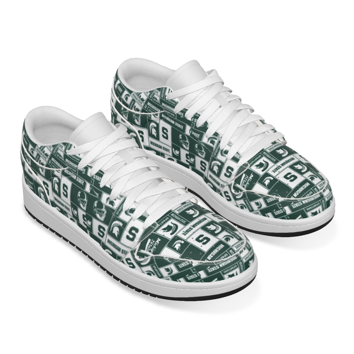 Women's Michigan State Low State Leather Stitched Shoes Style 1