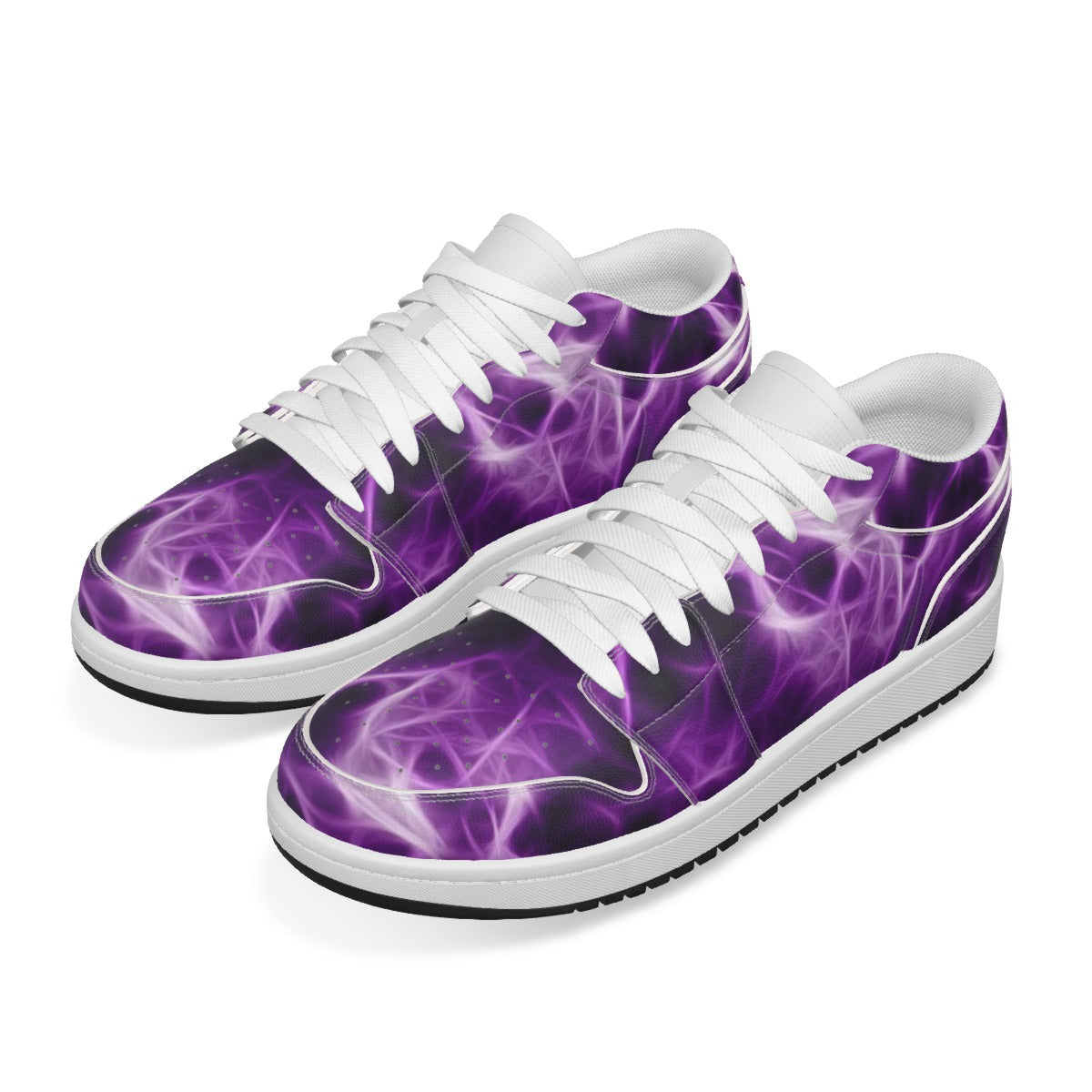 Women's Purple Smoke Low State Leather Stitched Shoes