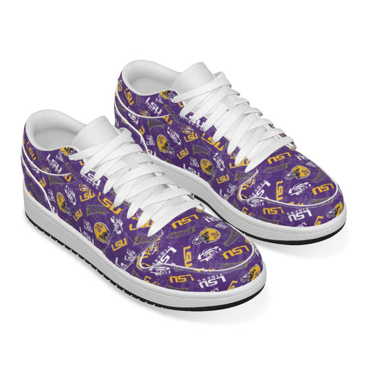 Women's LSU Low State Leather Stitched Shoes Style 1