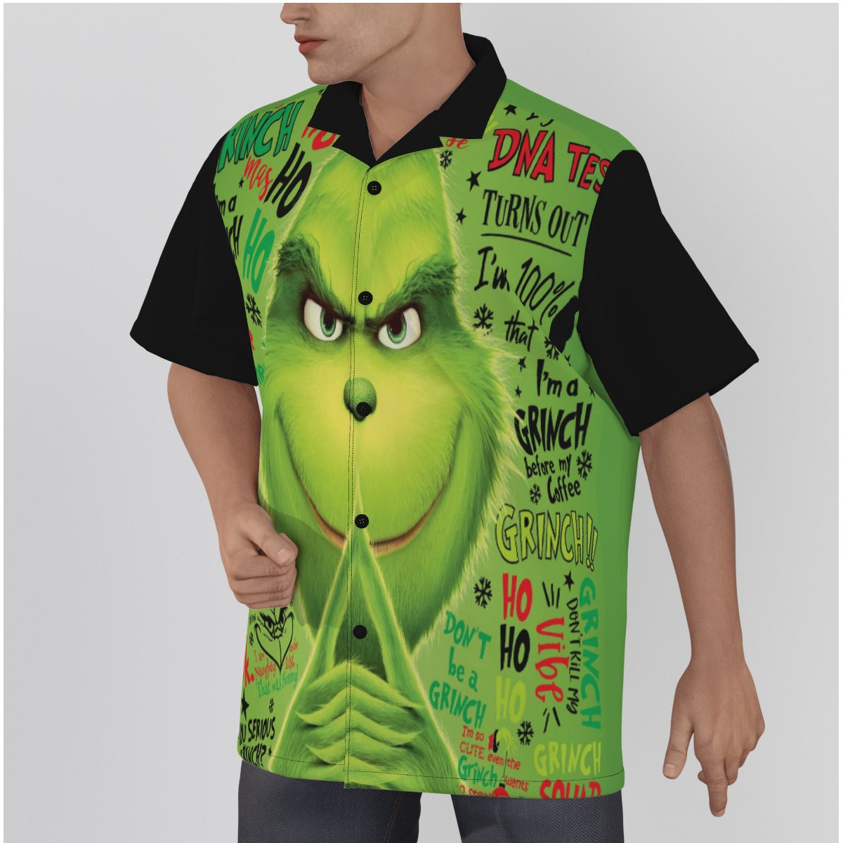 Men's Grinch Shirt With Button Closure - Style C