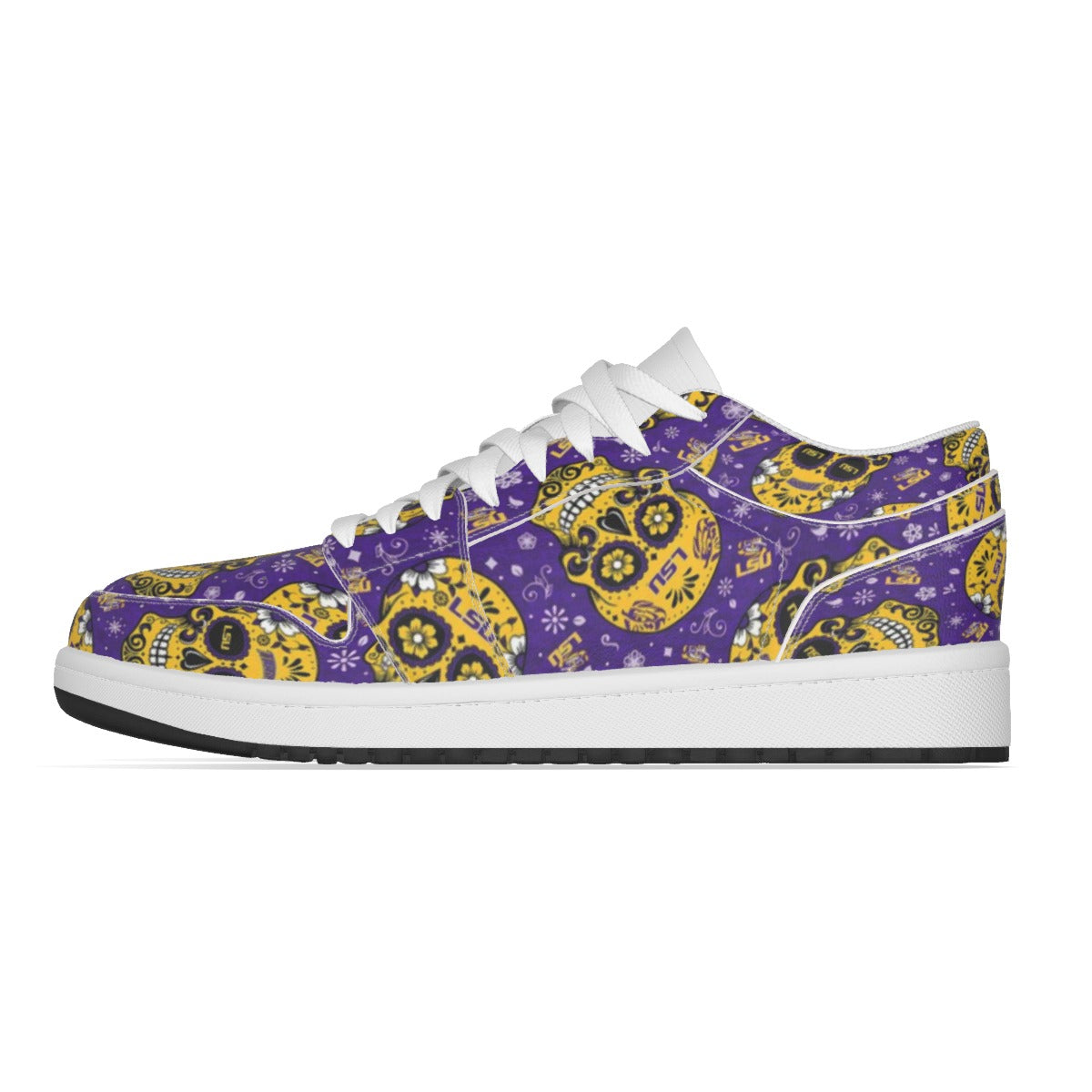 Women's LSU Sugar Skull Low State Leather Stitched Shoes