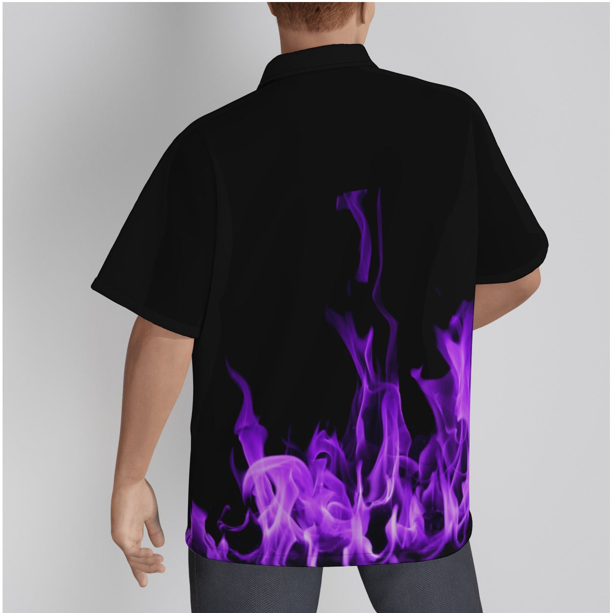 Men's Purple Flame Button Up Shirt