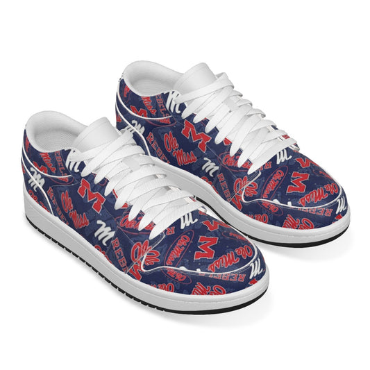 Women's Ole Miss Low State Leather Stitched Shoes