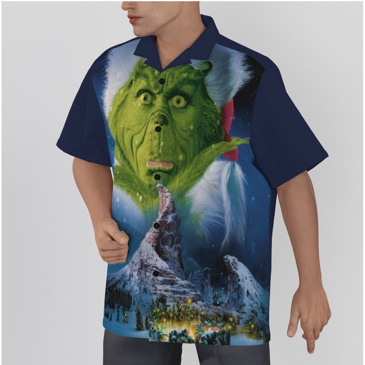 Men's Grinch Shirt With Button Closure - Style A