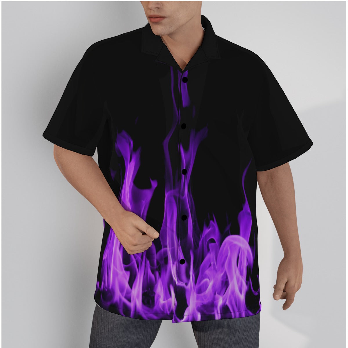 Men's Purple Flame Button Up Shirt