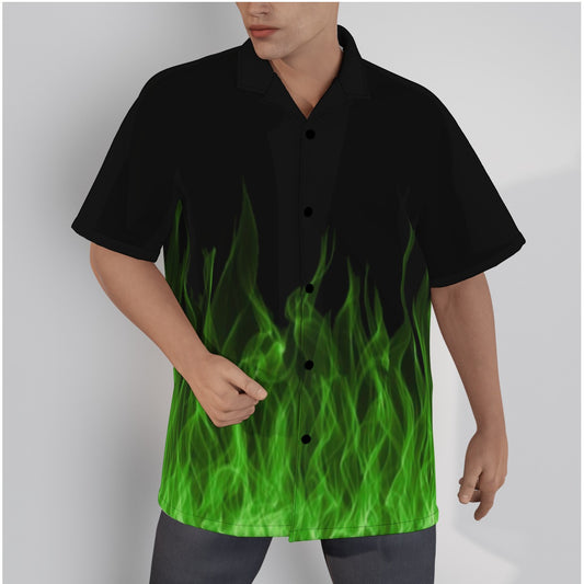 Men's Green Flame Button Up Shirt