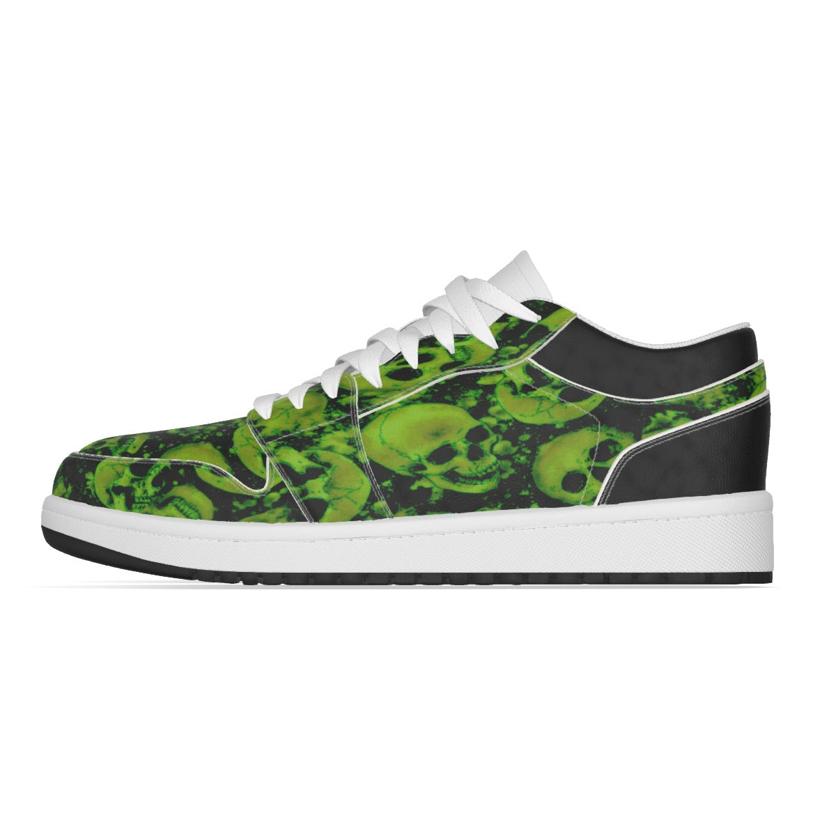 Women's Green Skulls Low State Leather Stitched Shoes