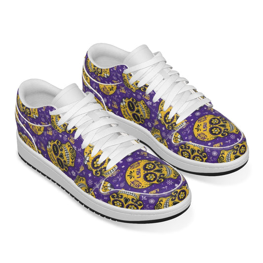 Women's LSU Sugar Skull Low State Leather Stitched Shoes