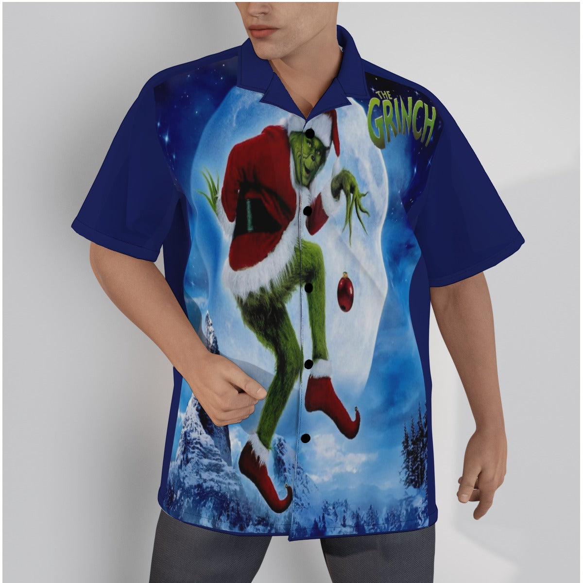 Men's Grinch Shirt With Button Closure - Style B