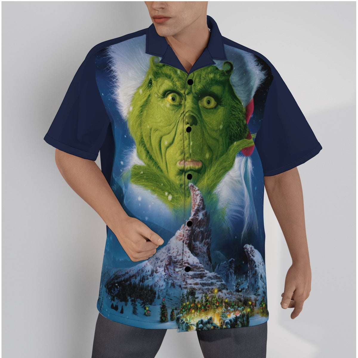 Men's Grinch Shirt With Button Closure - Style A