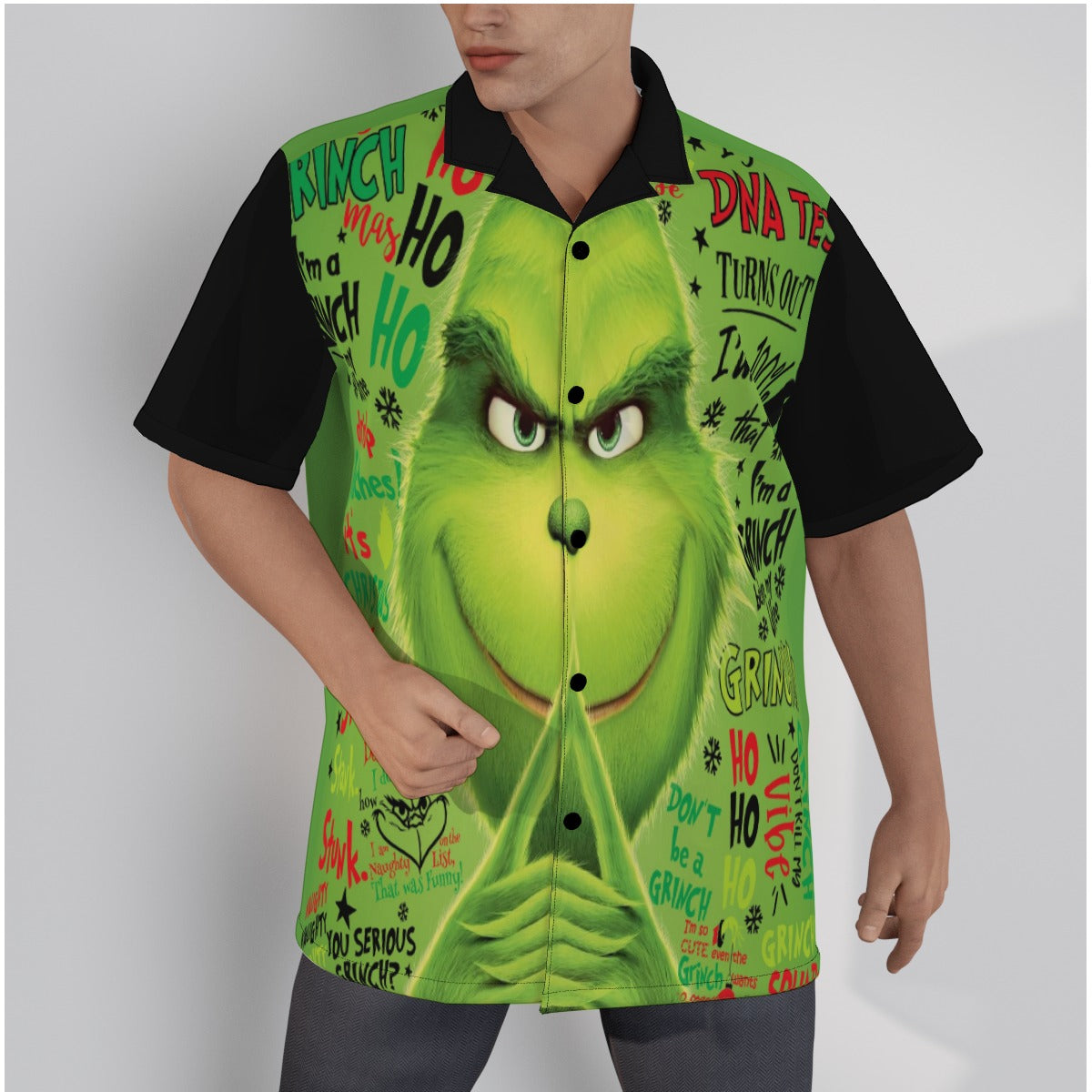 Men's Grinch Shirt With Button Closure - Style C