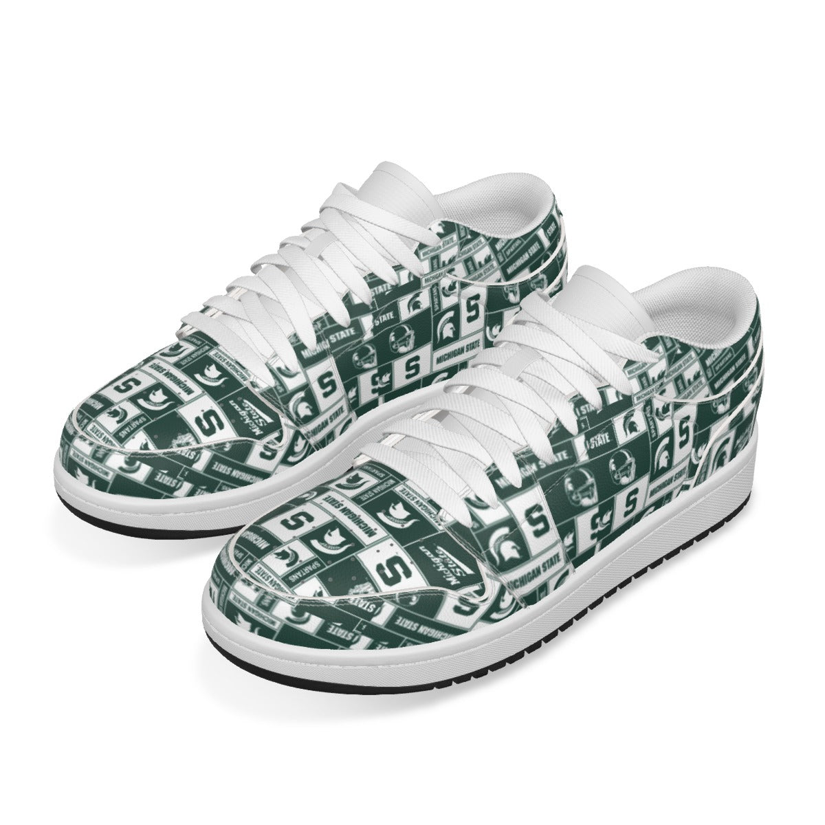 Women's Michigan State Low State Leather Stitched Shoes Style 1