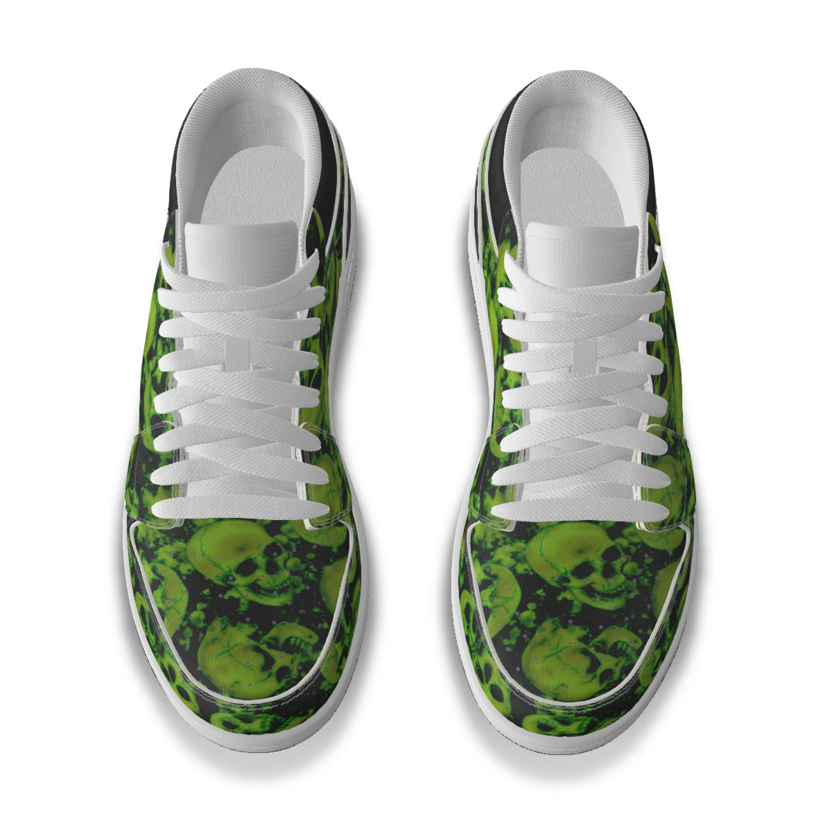 Men's Green Skulls Low State Leather Stitched Shoes